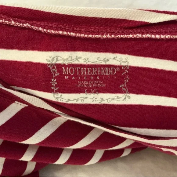 Motherhood Maternity Crimson and Ivory Striped Maternity Shirt - Picture 3 of 7